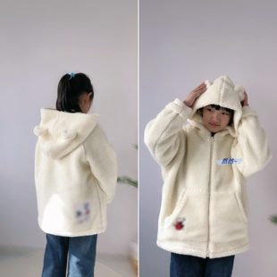 特价bu退换羊羔绒造型棉衣外套~男女中大童连帽棉袄 加厚上衣