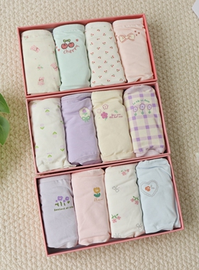 少女A类抗菌内裤~女中大童纯棉莫代尔三角裤 一盒四条装150-175