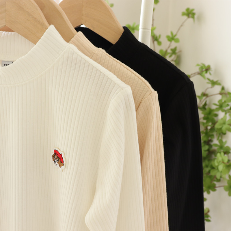 男女童弹力长袖打底衫中领