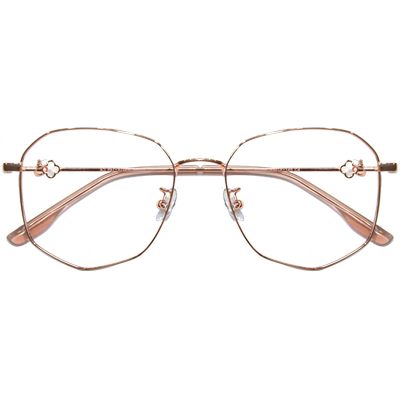 多边形拼色近视眼镜女超轻金属