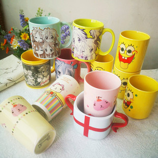 外贸 可爱卡通动漫 tryworks水豚君 luckystar幸运星陶瓷杯马克杯
