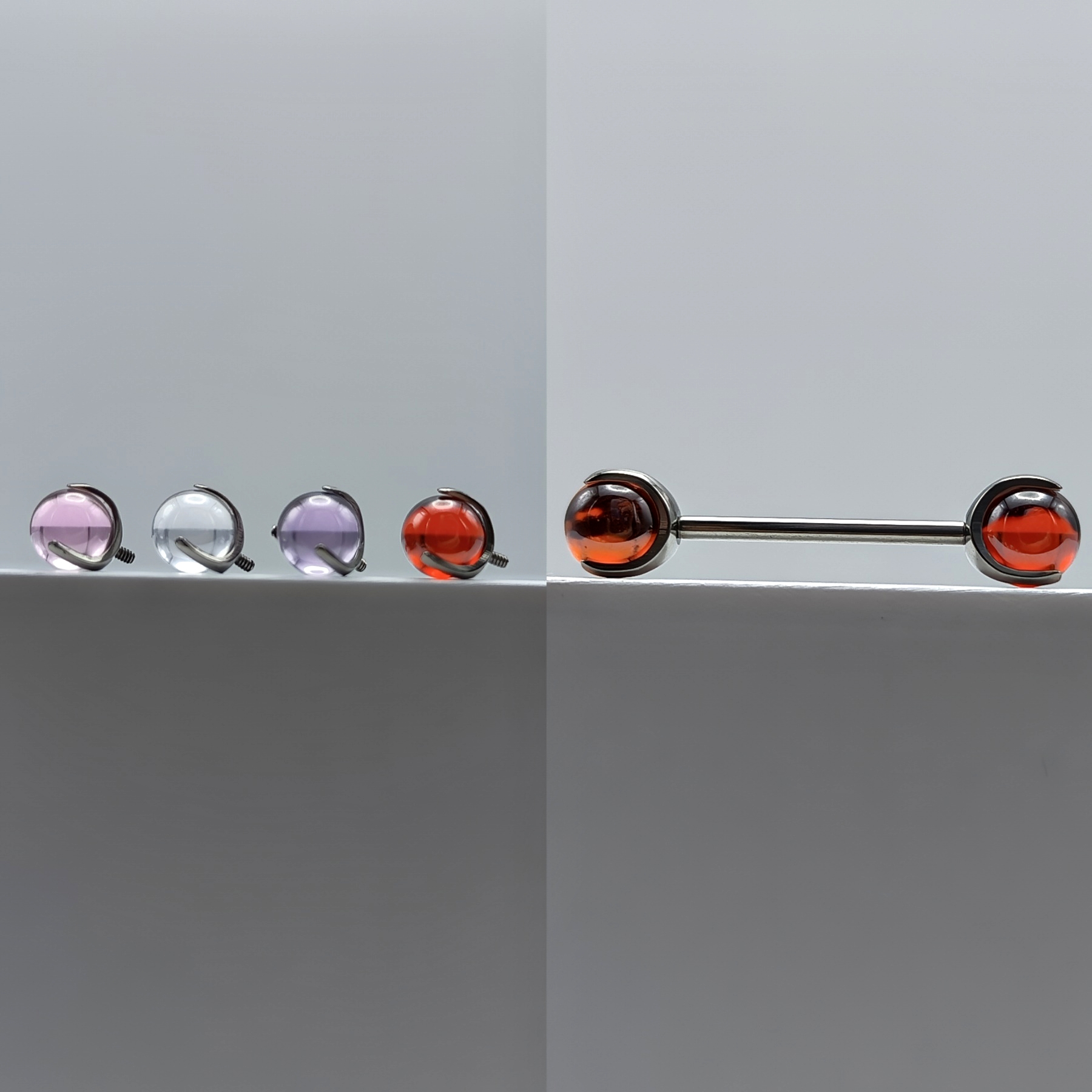 F-136钛合金玛瑙舌钉乳钉14G16G内螺纹款锆石耳钉外牙球穿刺饰品