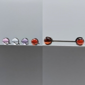 136钛合金玛瑙舌钉乳钉14G16G内螺纹款 锆石耳钉外牙球穿刺饰品