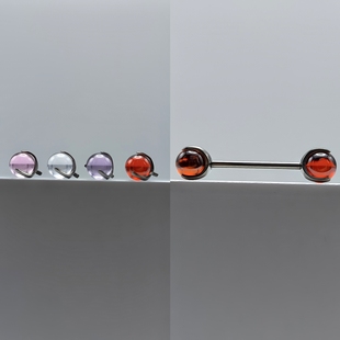 F-136钛合金玛瑙舌钉乳钉14G16G内螺纹款锆石耳钉外牙球穿刺饰品