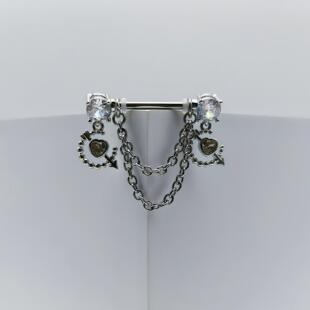 F-136钛合金乳钉链条款性感吊坠乳头钉14G外螺纹款防过敏穿刺饰品