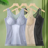 塑形塑身衣免穿文胸无钢圈聚拢网纱收腹女士背心长款 女士薄款 大码