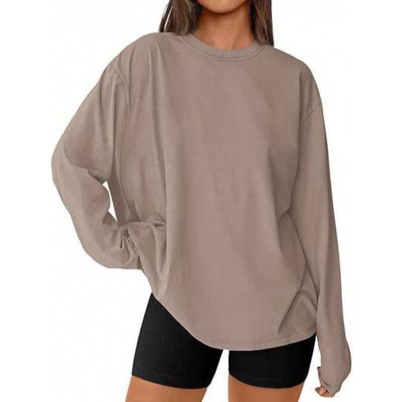 跨境欧美亚马逊爆款女士长袖上衣内搭打底衫宽松圆领牛奶丝恤,个性定制/设计服务/DIY,连衣裙加工定制,淘宝优惠券,粉丝福利购,淘宝优惠卷