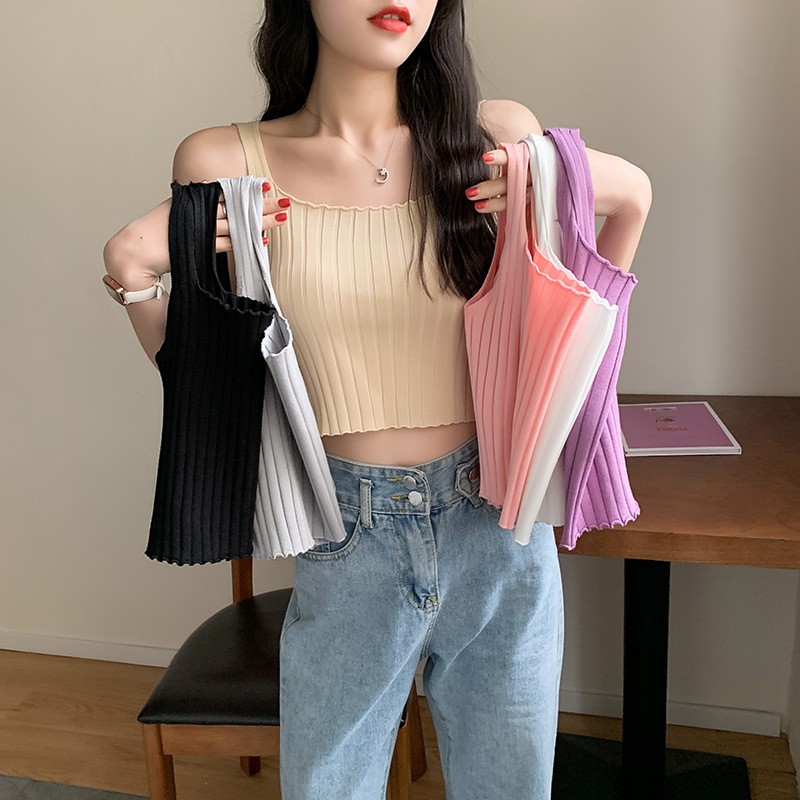 背心女上衣露背吊带露肚脐外穿小款春夏新款韩版网红针织衫