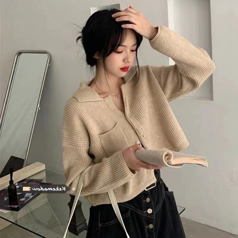 翻领单排扣口袋纯色针织开衫秋冬新款韩版时尚短款外套毛衣女,个性定制/设计服务/DIY,连衣裙加工定制,淘宝优惠券,粉丝福利购,淘宝优惠卷