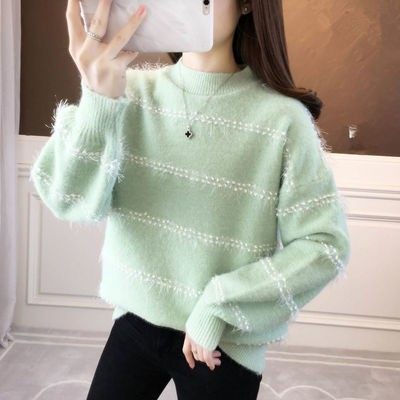毛衣女春秋新款加绒加厚针织打底衫宽松慵懒风泡泡袖内搭上衣,个性定制/设计服务/DIY,连衣裙加工定制,淘宝优惠券,粉丝福利购,淘宝优惠卷