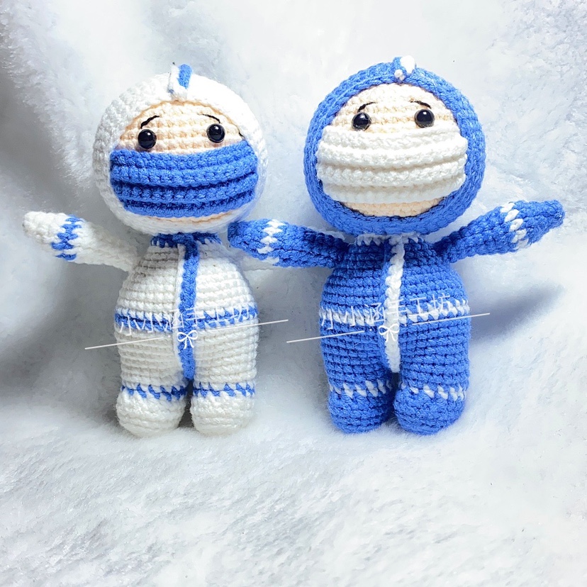 手工diy毛线钩织防疫人员大白