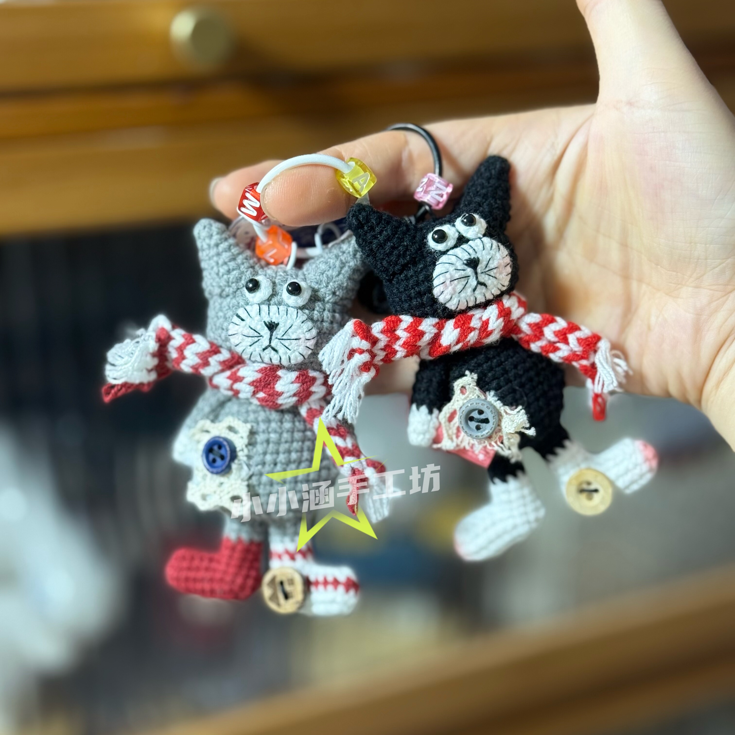 【成品diy钩织毛线钩针玩偶呆呆猫小猫包挂件创意礼物送朋友闺蜜