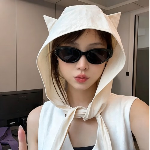 恶魔猫耳帽出游遮阳超可爱出片