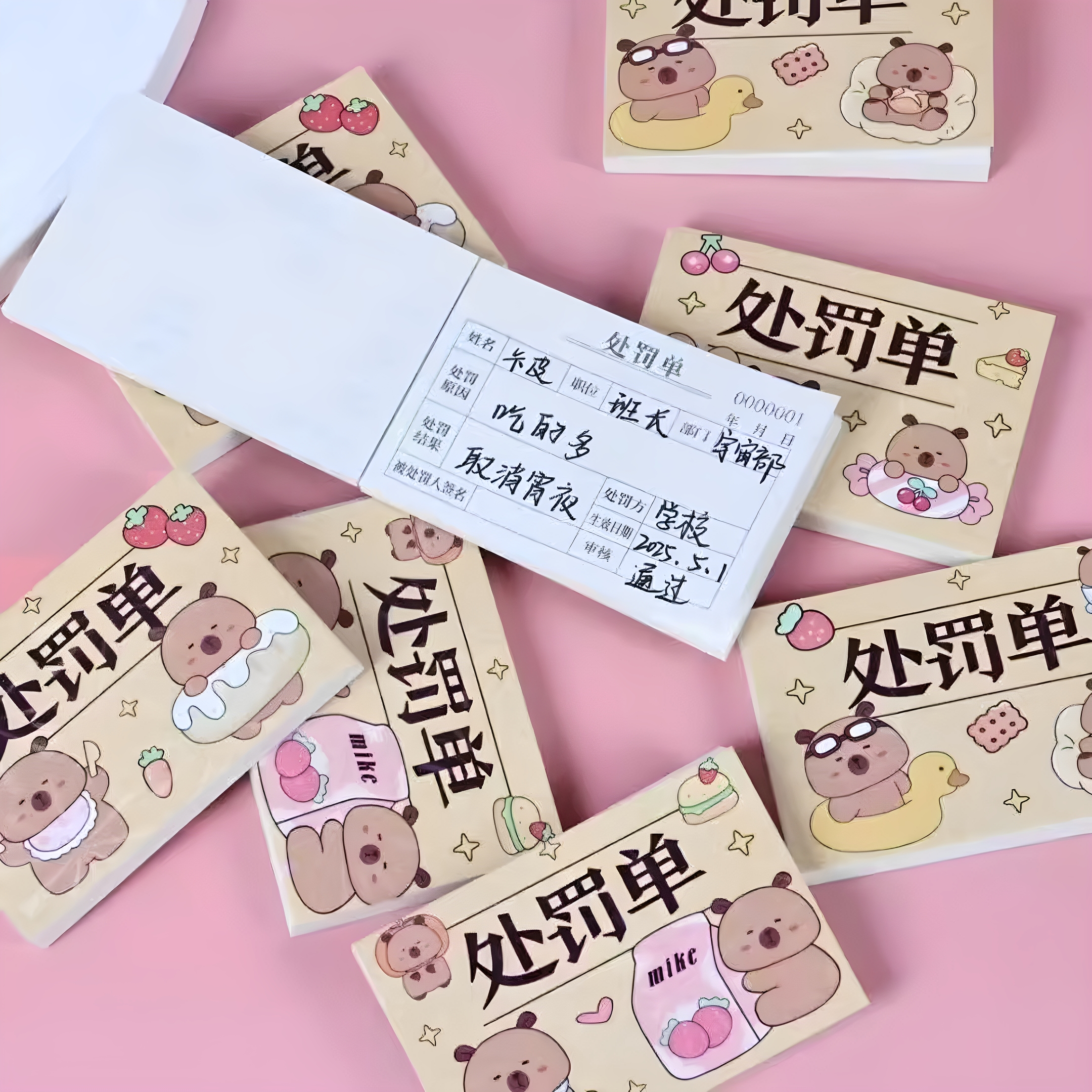 卡皮巴拉整蛊处罚单奖励单口袋本卡通便携女朋友记事本迷你小本子
