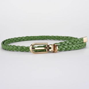 春夏女士细腰带编织免打孔懒人腰带连衣裙搭配无孔皮带女款配饰
