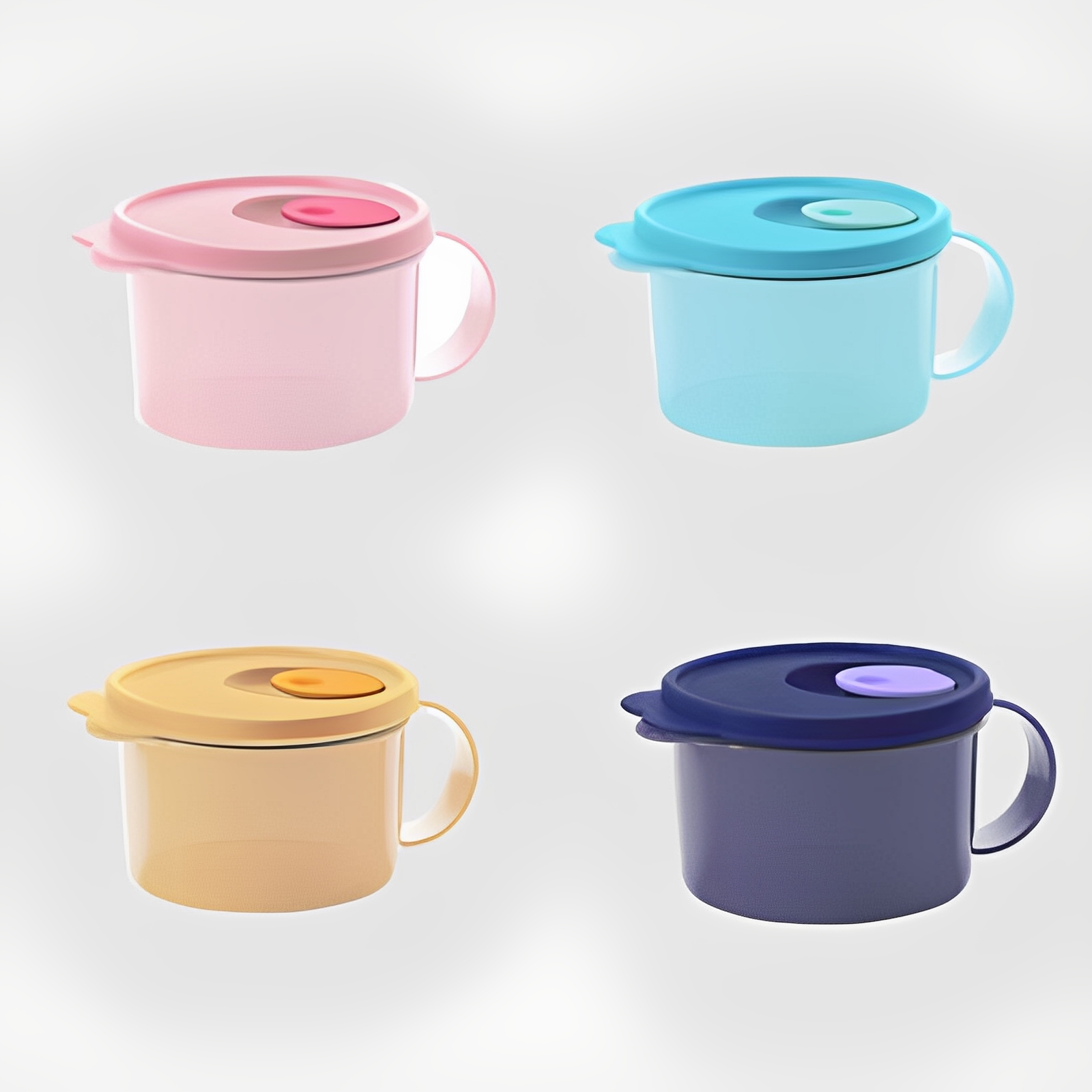 特百惠真品食品级塑料冷藏便携户外饭盒加热微波水晶汤碗460ML