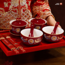结婚敬茶杯陪嫁用品改口敬酒茶杯套装 喜碗婚礼红色碗筷喜事用品