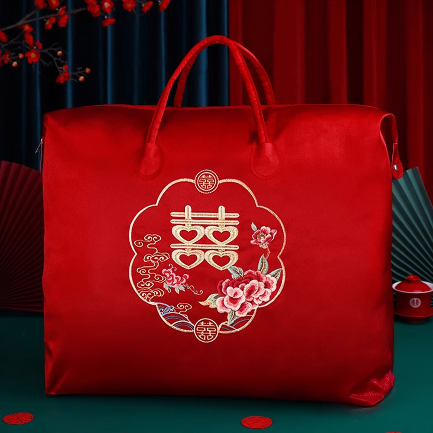 结婚喜被子枕头收纳袋女方陪嫁