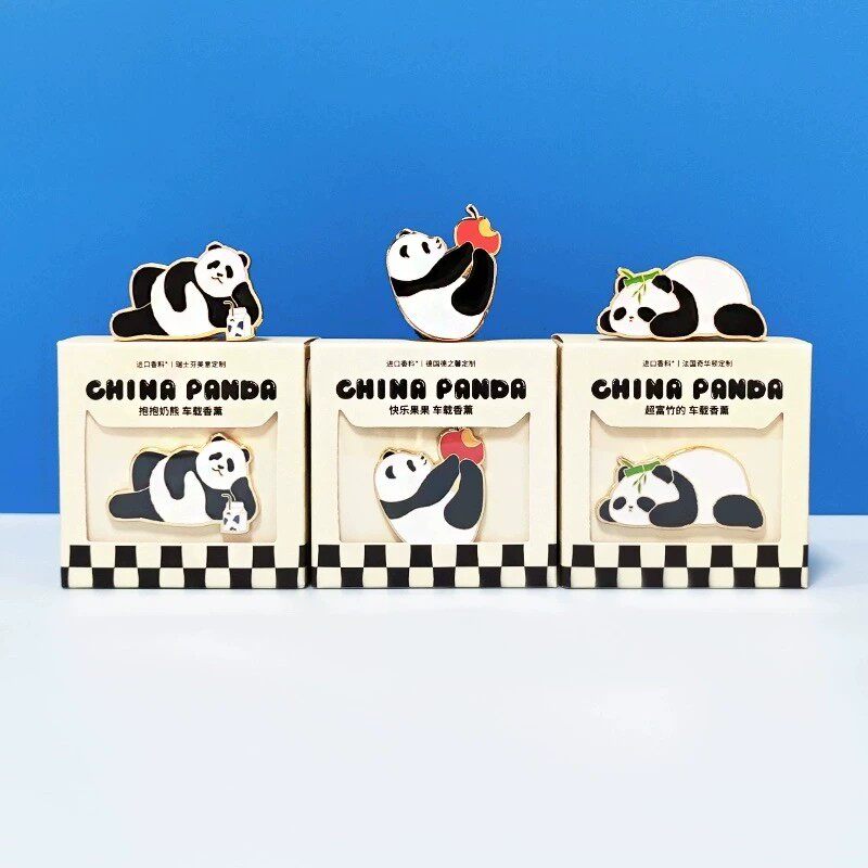 MINISO名创优品中国熊猫出风口车载香薰可爱持久留香汽车固体香氛