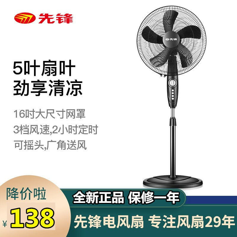 先锋电风扇 省电落地扇家用转页定时摇头立台式电扇FS40-16B