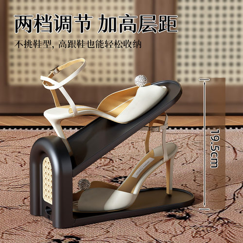 中古风藤编款鞋托架鞋盒鞋柜分层