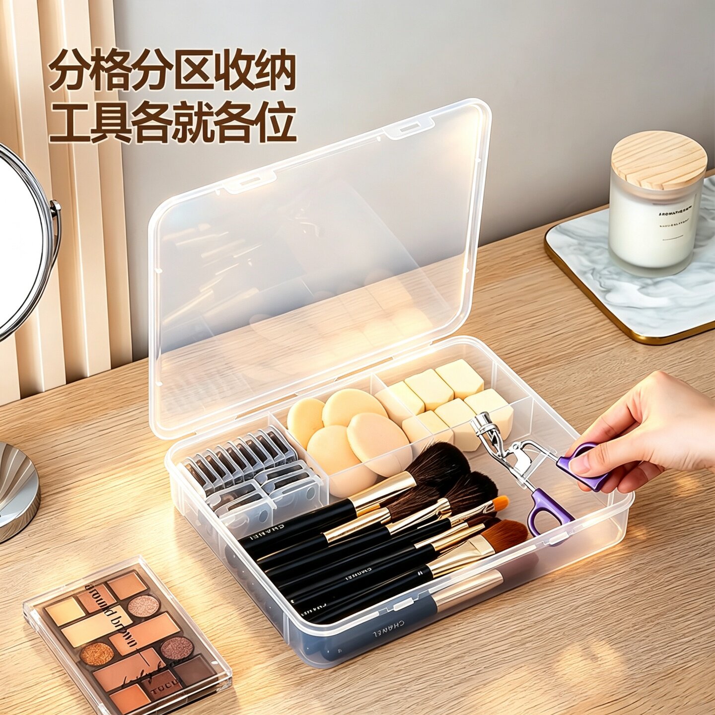 造型工具收纳盒化妆师透明分区
