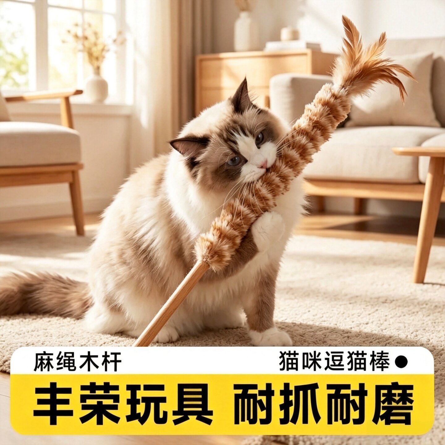 猫咪玩具逗猫棒长杆羽毛磨牙棒图片