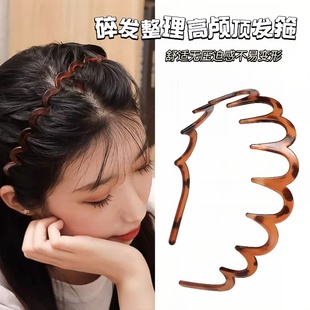 波浪发箍女甜美新款 洗脸不卡头蓬松纹理带齿梳防滑头箍设计感发卡