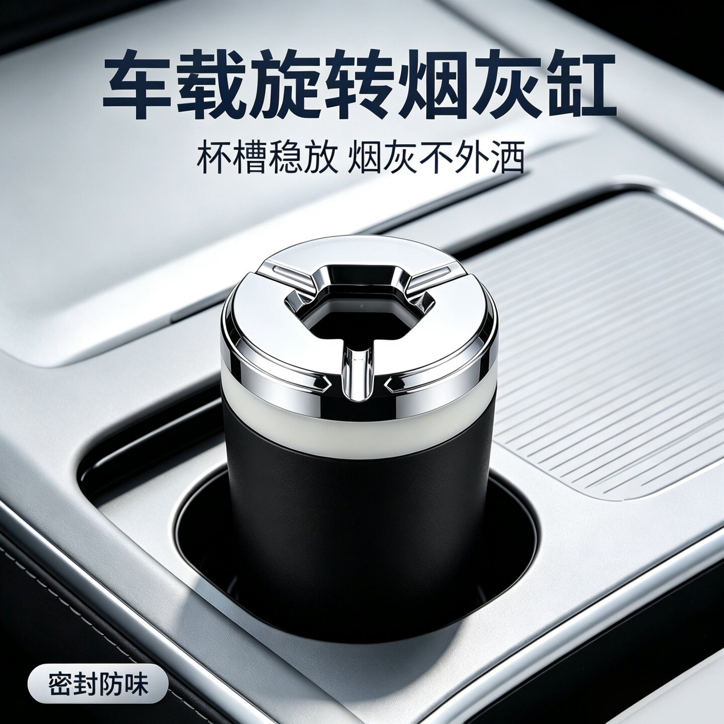 车载烟灰缸密封旋转汽车防灰飞金属创意高端车内车用烟灰防掉神器