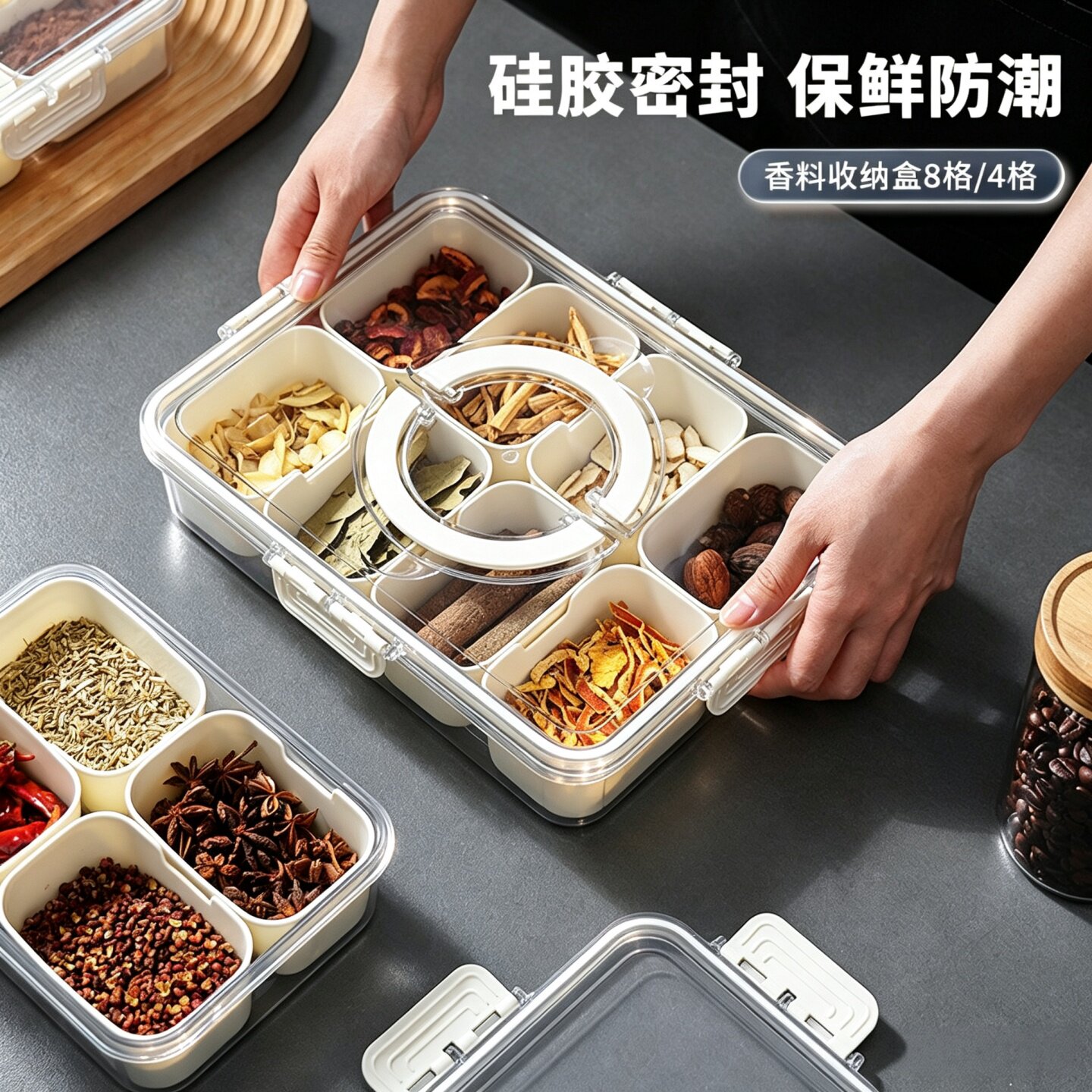 香料收纳盒家用佐料大料花椒辣椒调味盒厨房调料罐调料盒防潮防虫