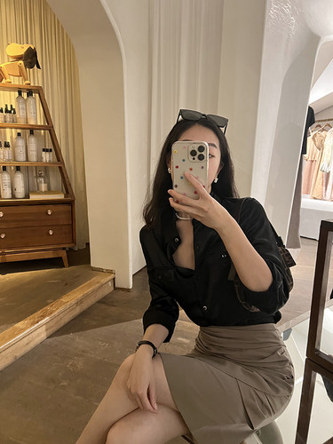 GFJLABO长袖醋酸复古时髦衬衫