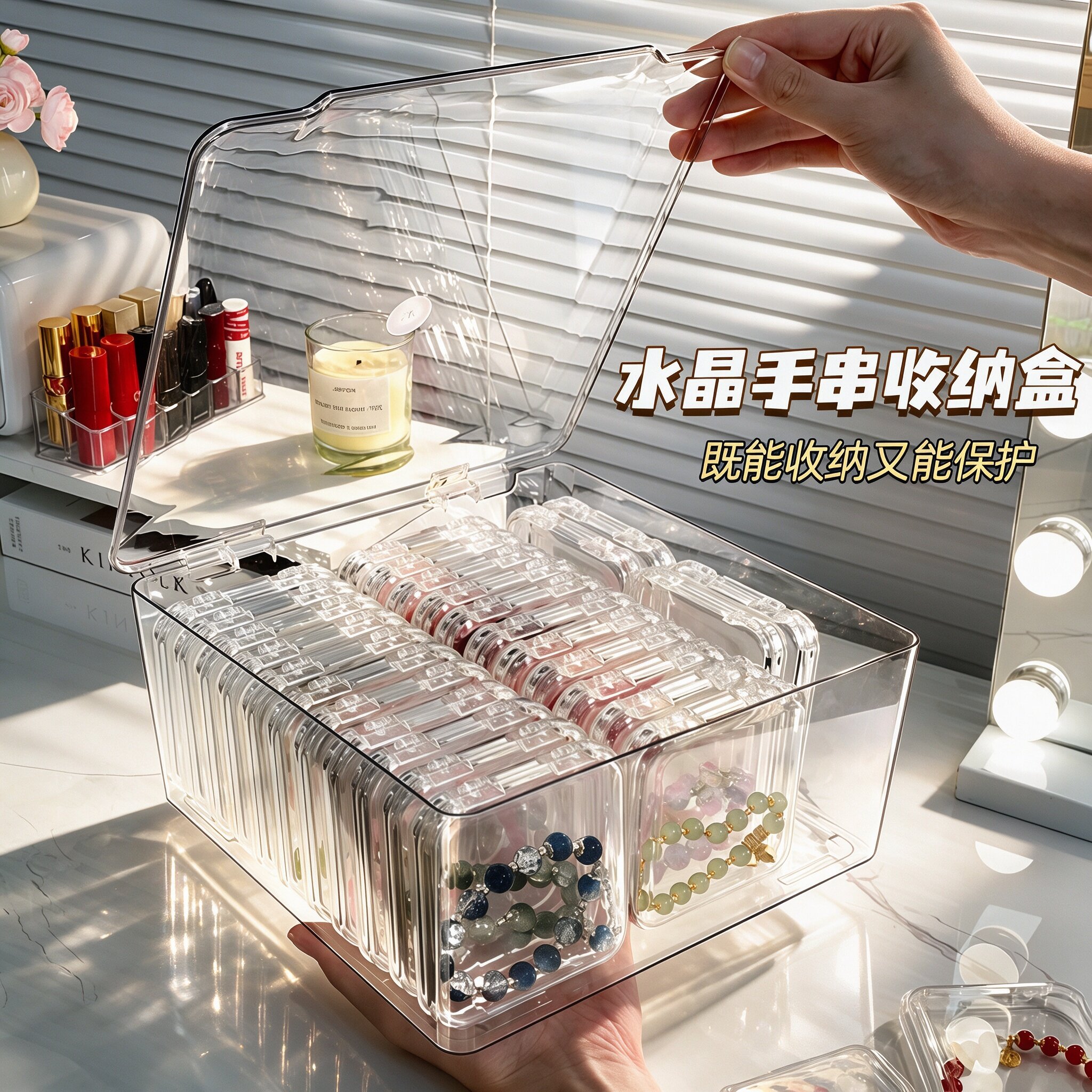 亚克力透明手串收纳盒水晶手链首饰盒饰品防氧化专用展示收纳盒