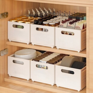 厨房深柜可伸缩抽屉式收纳盒橱柜零食杂物整理盒桌面分格调料盒子