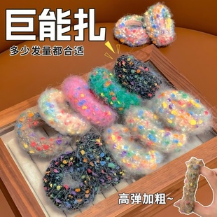 新款 儿童毛绒发圈毛线针织糖果香风头绳女孩可爱毛巾高弹力不伤发