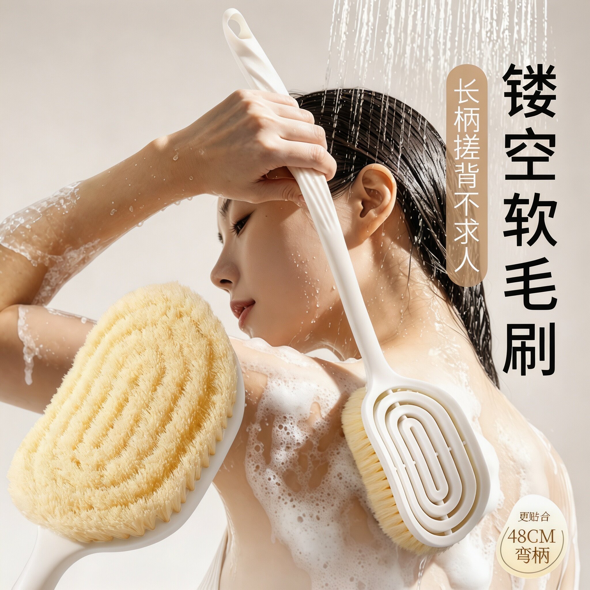 长柄软毛搓背神器家用沐浴刷后背洗澡不求人加长手柄身体刷清洁
