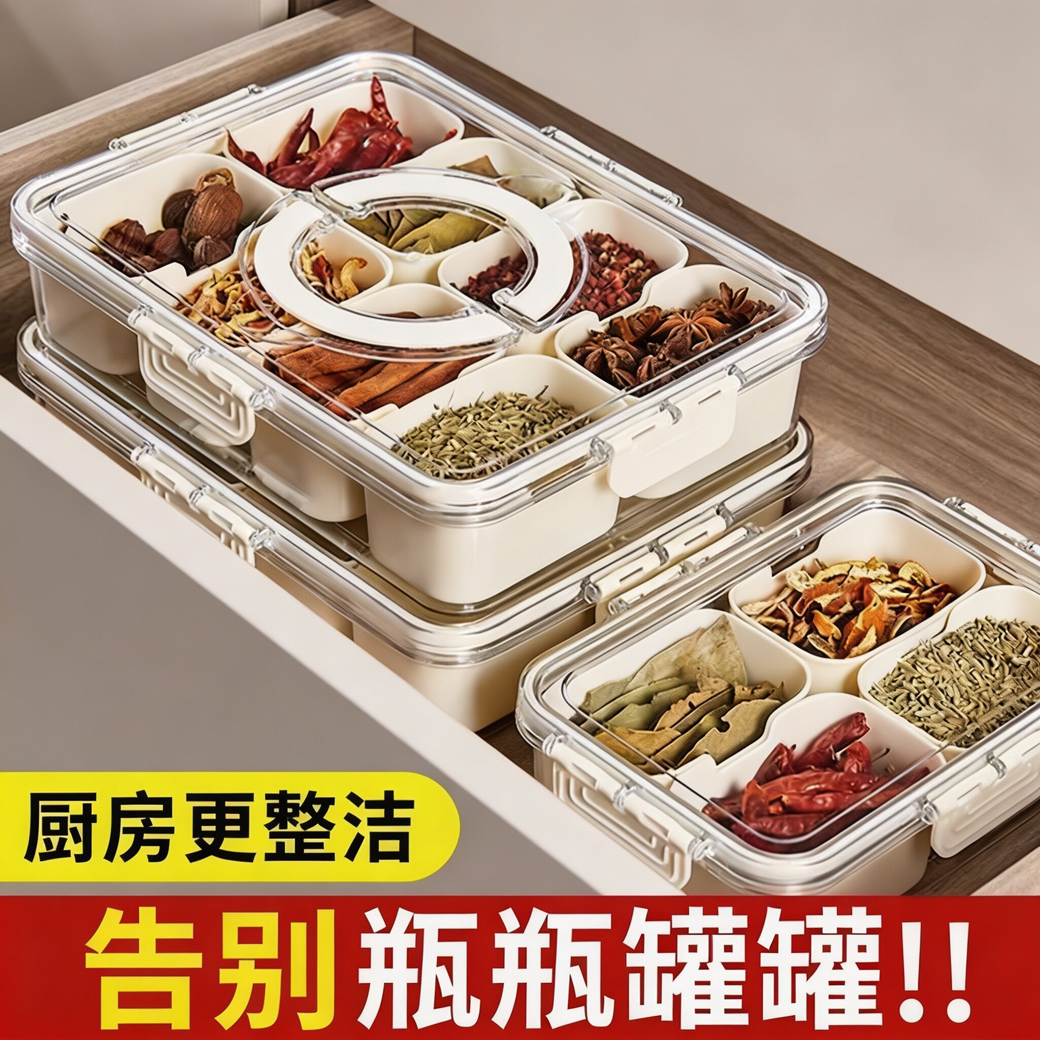 家用八格密封防潮防尘调料盒