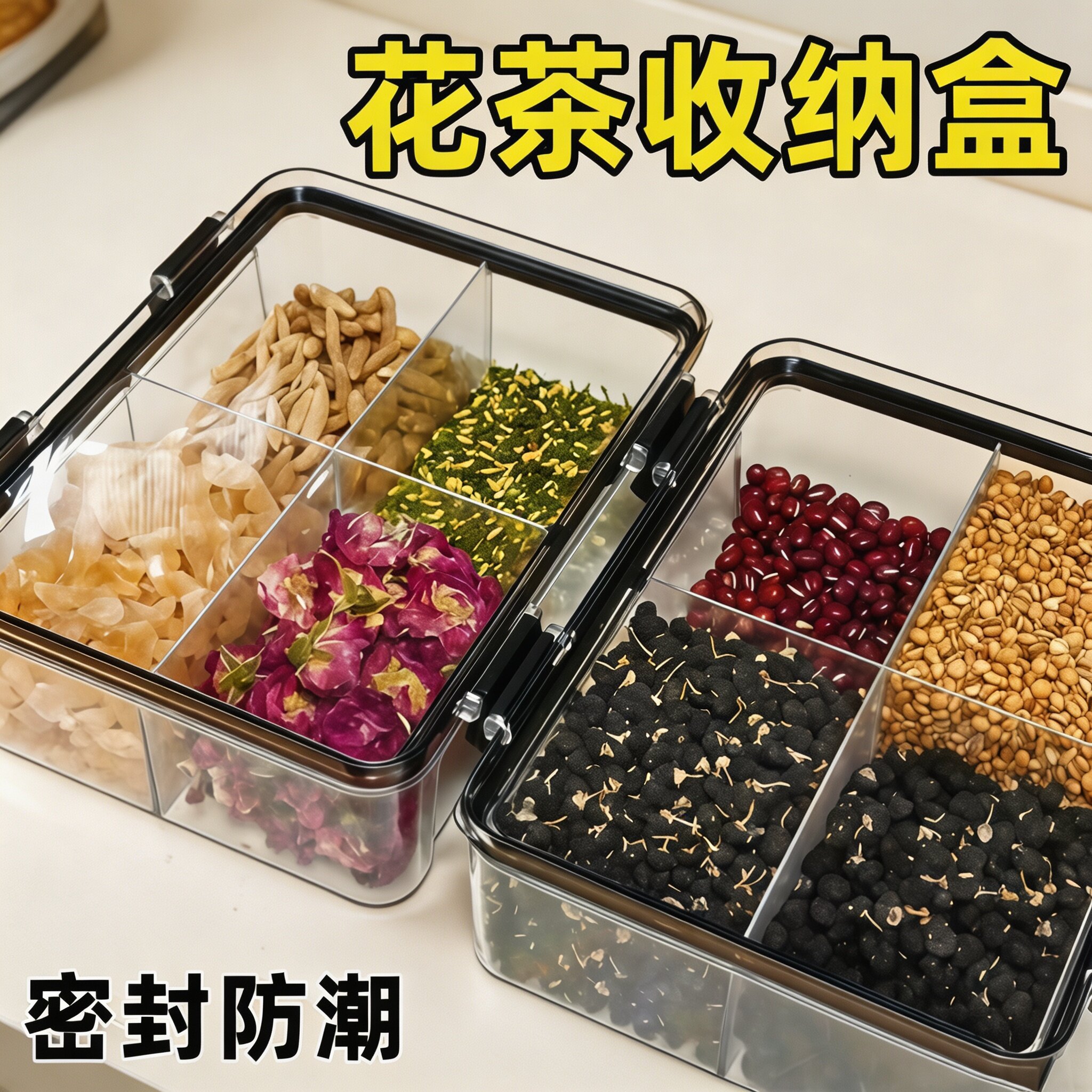 食品级防潮分格密封收纳罐