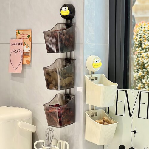 厨房葱姜蒜收纳盒壁挂吸盘收纳筐