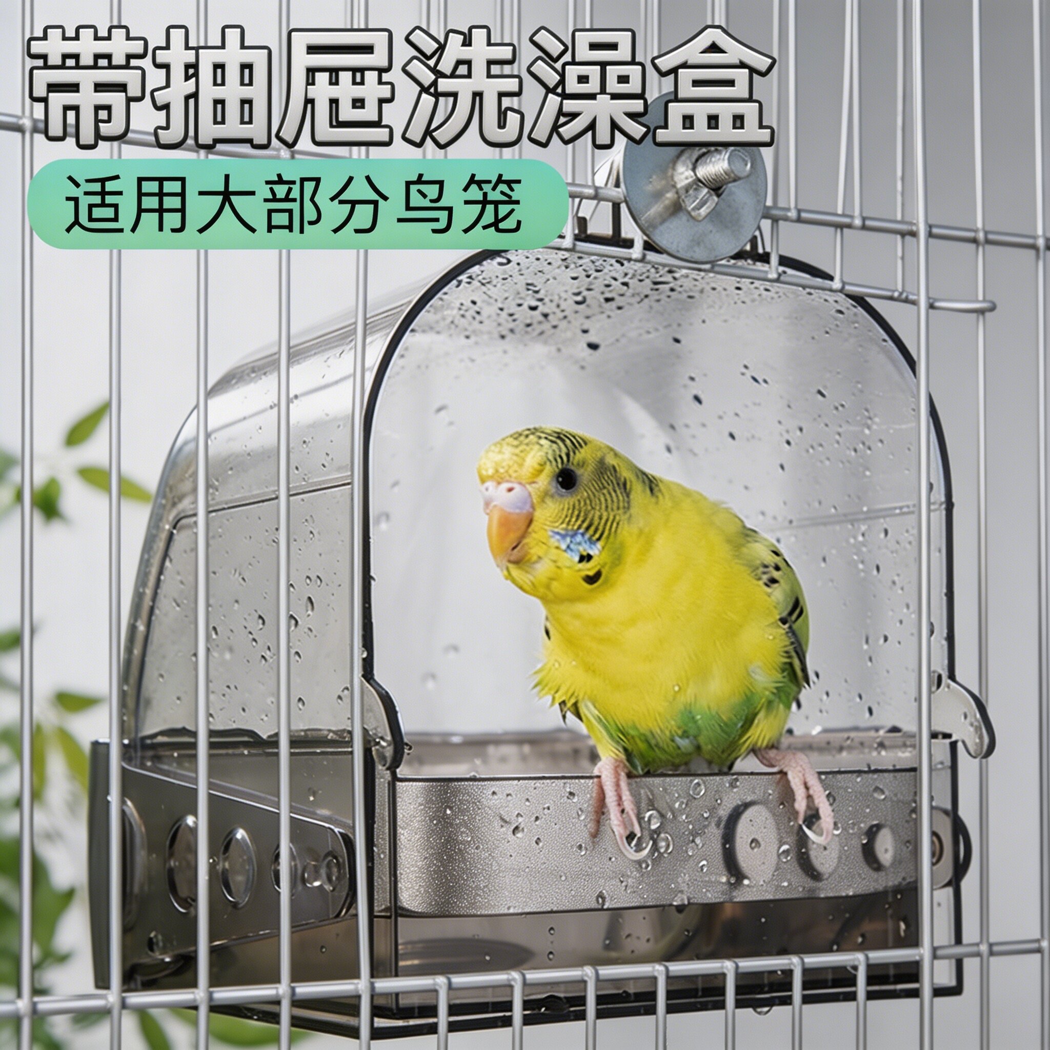 鹦鹉洗澡盆鸟用浴室防逃逸防洒盆