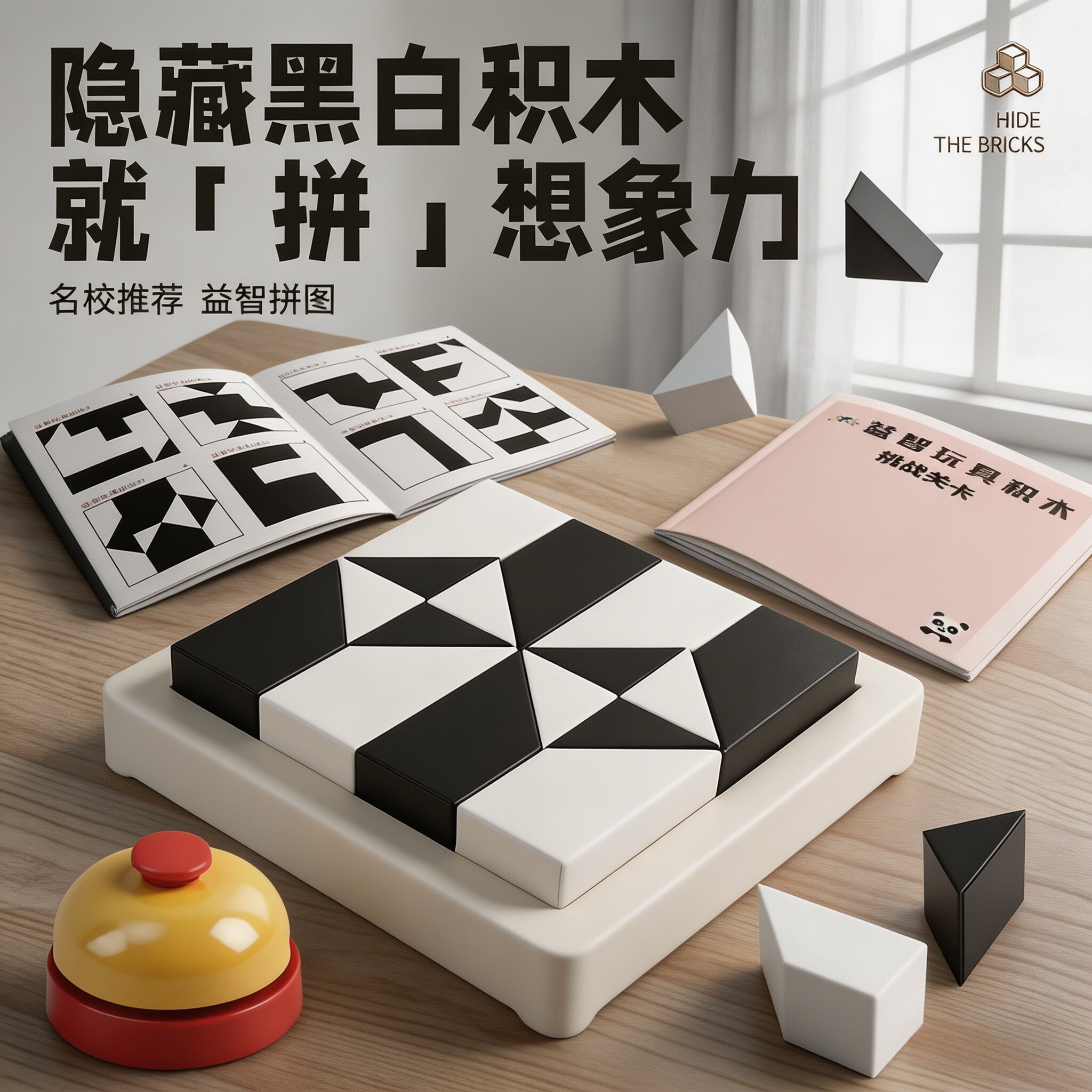 隐藏积木黑白拼图6到12岁以上男孩10-14女孩儿童益智拼装训练玩具