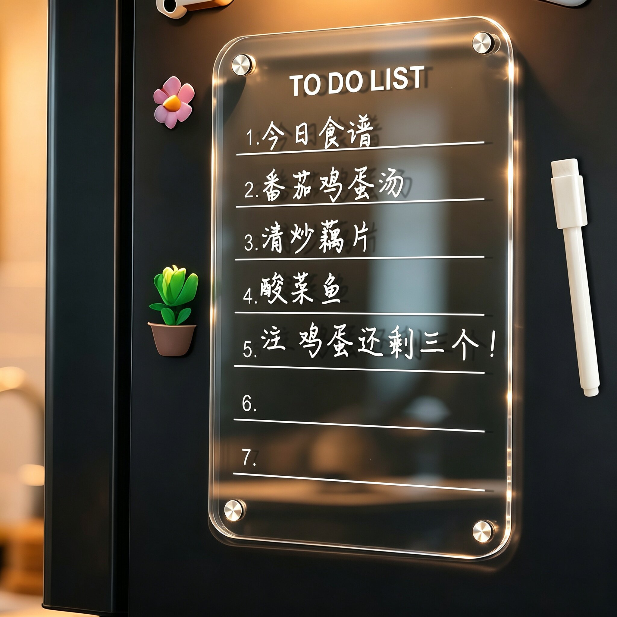 透明亚克力冰箱磁性留言板可擦
