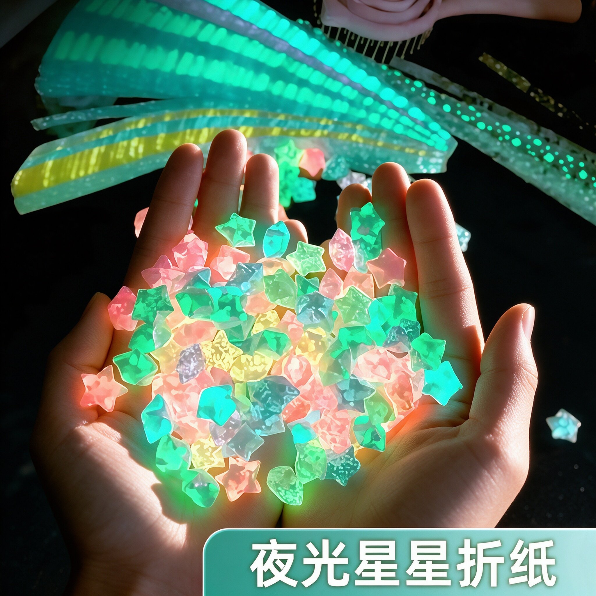 夜光渐变荧光星星折纸材料