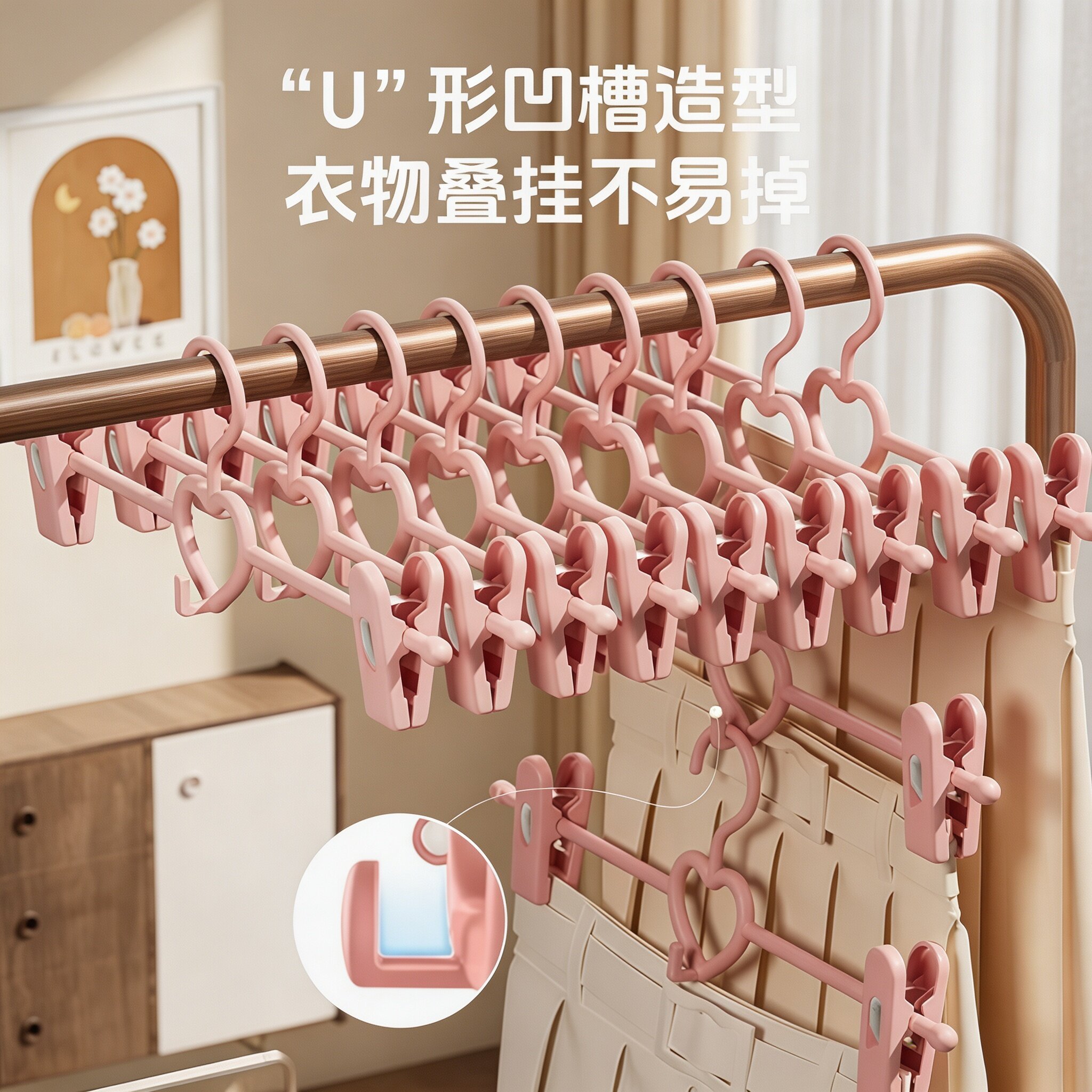 防滑无痕连挂裤夹JK制服裙架图片