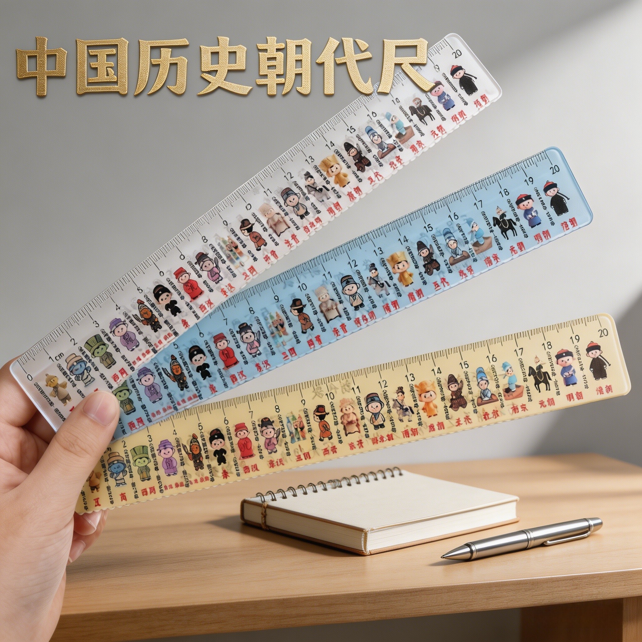中国历史朝代顺序尺子原创可爱卡通漫画随记直尺学生学习测量文具