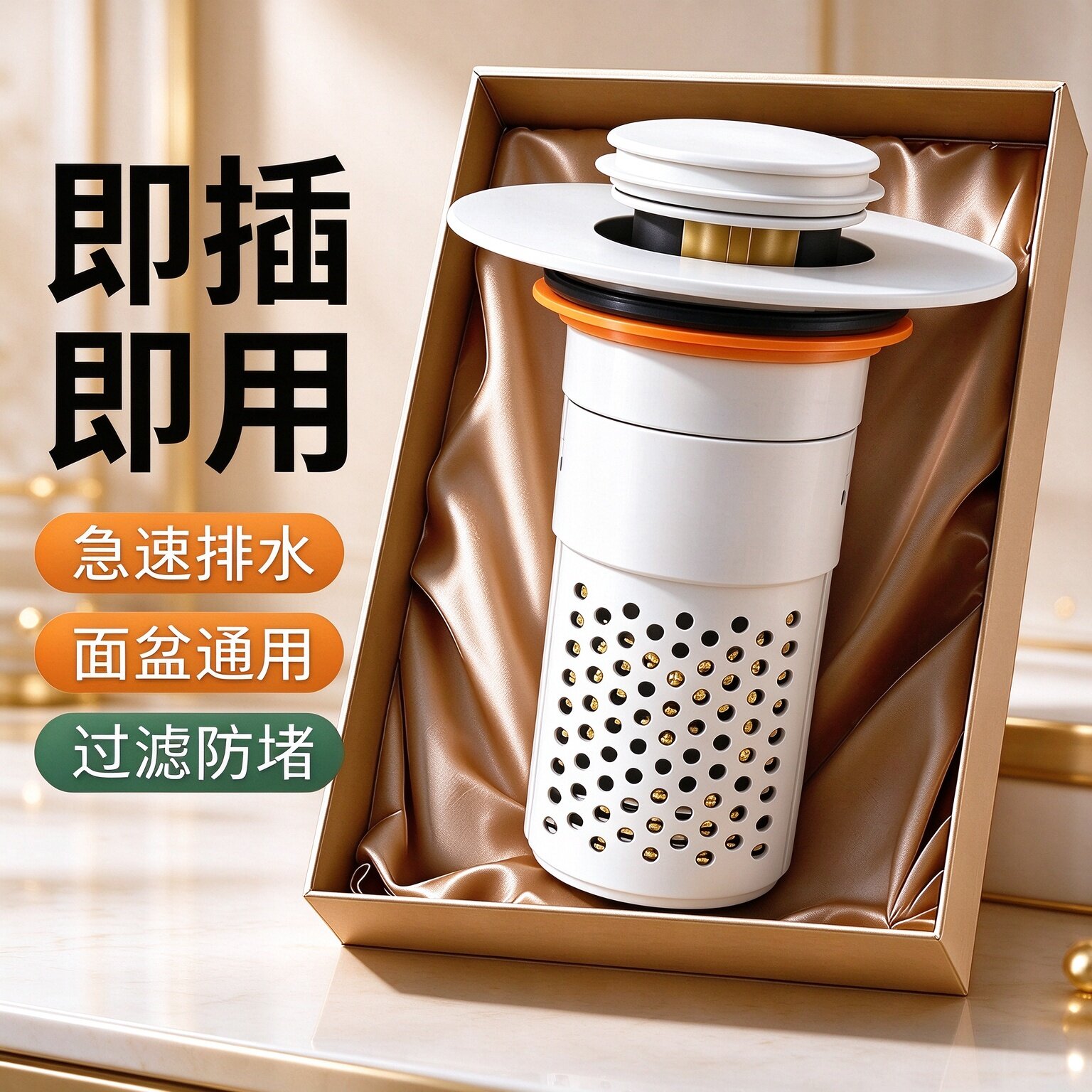 面盆通用防臭弹跳下水器