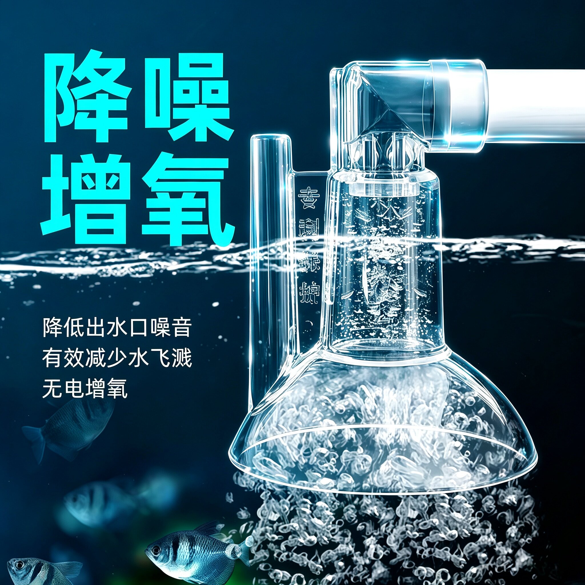 水哑巴鱼缸出水管增氧出水口无电加氧侧滤背滤底滤消音降噪音神器