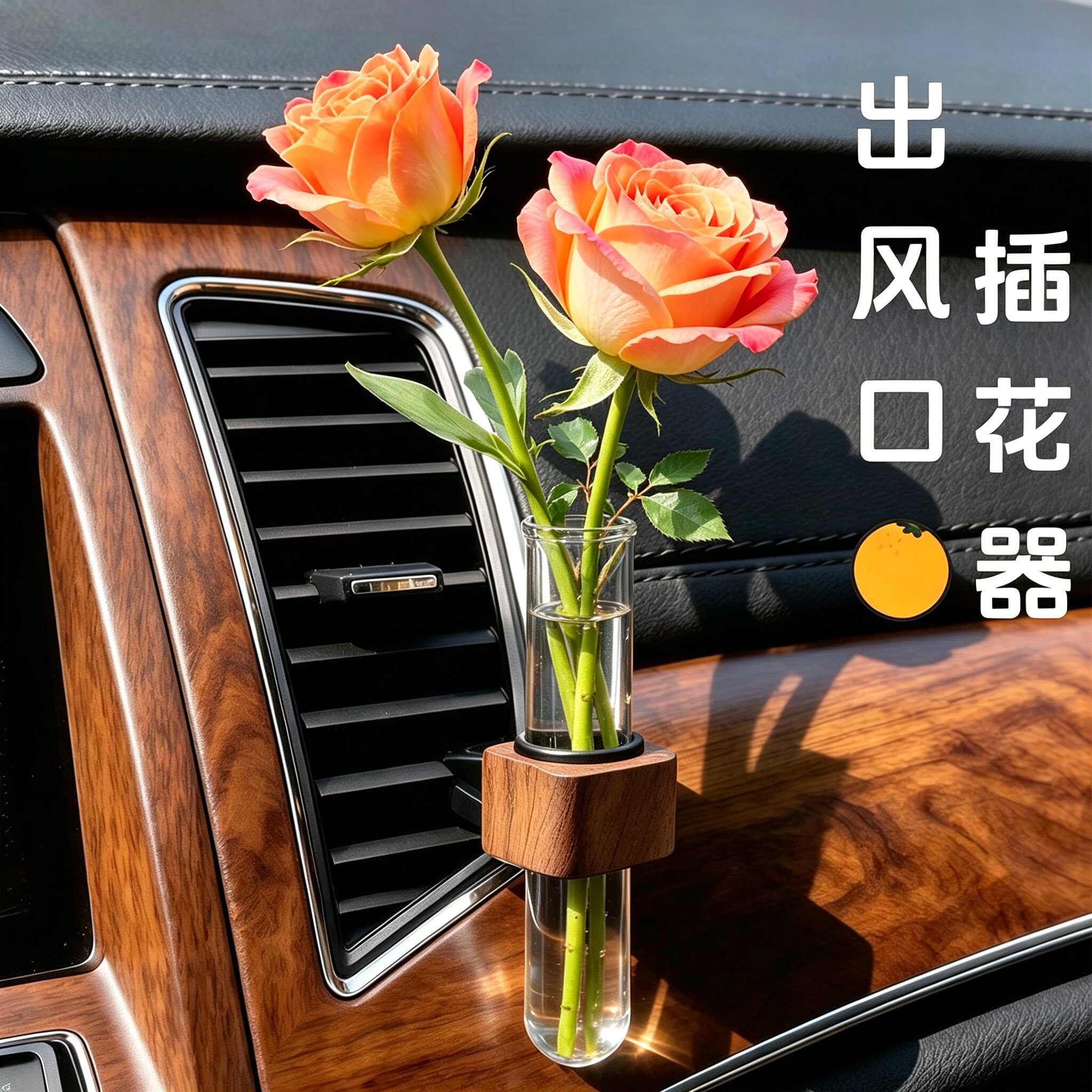 车载出风口香薰试管花瓶装饰