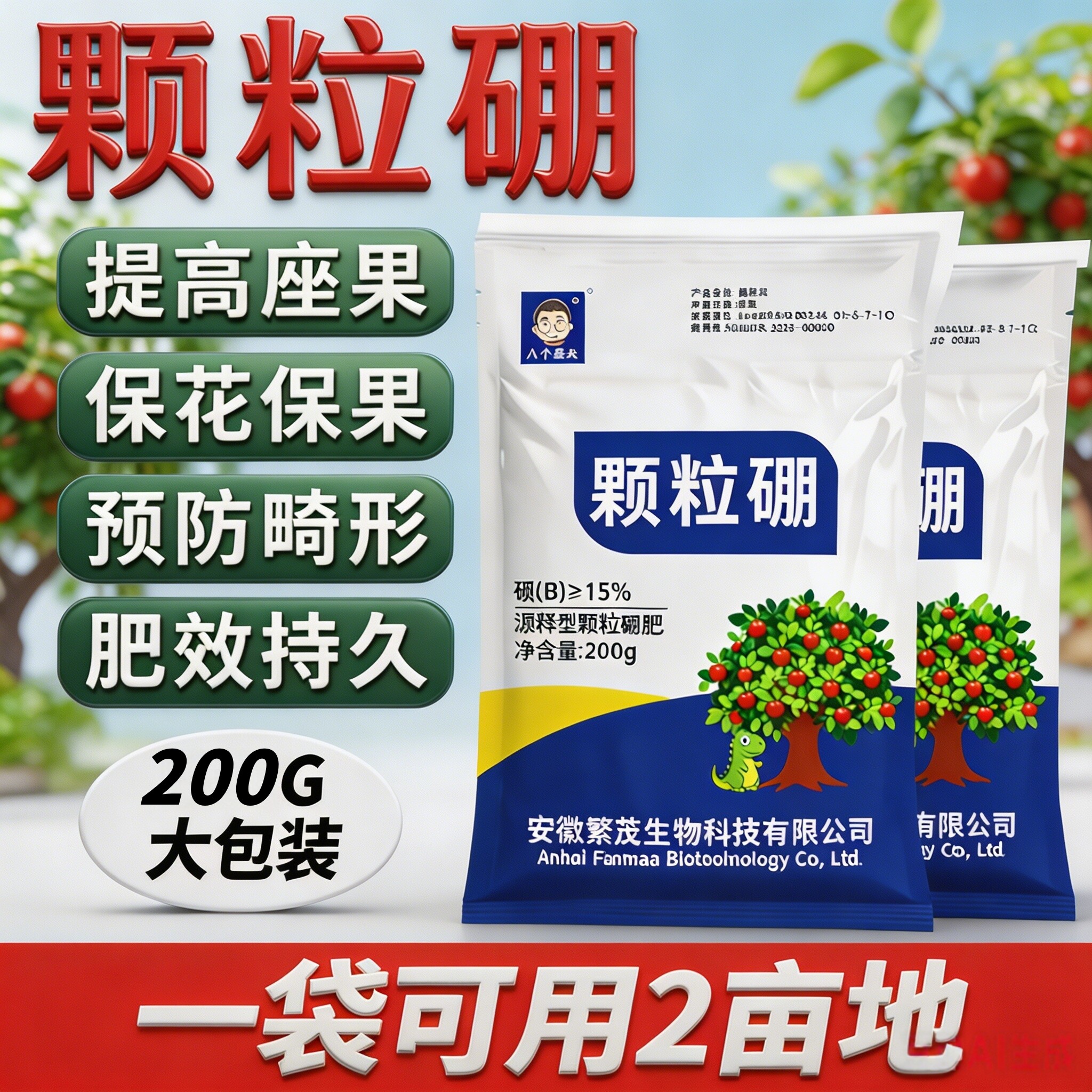 颗粒硼肥果树专用促花坐果蔬菜葡萄西红柿通用缓释叶面肥料水溶肥