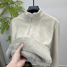 超厚奥粒绒半高拉链卫衣男士加绒加厚保暖立领德绒大码宽松打底衫