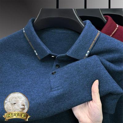 宽松100%纯羊绒衫潮男衣奢翻领